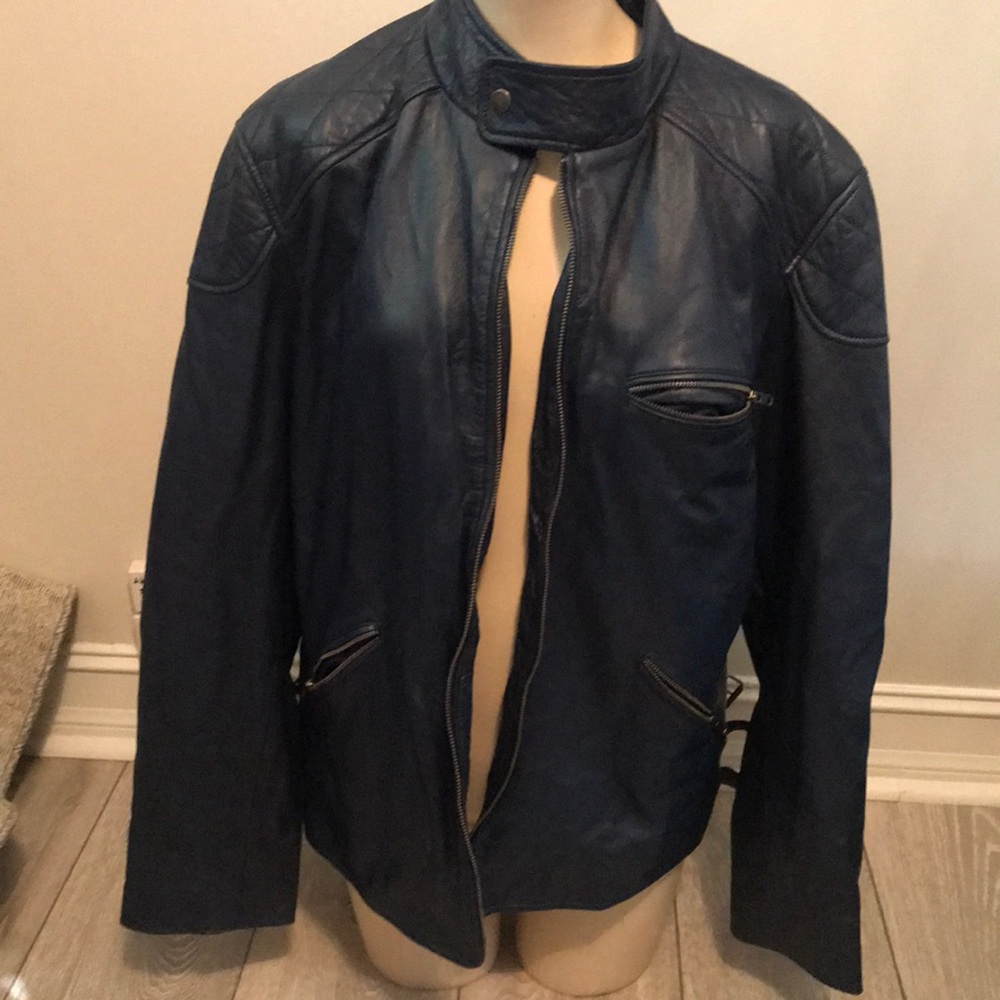 Men’s leather blue jacket size L